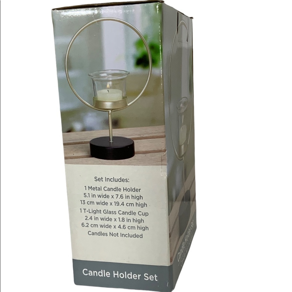 Candle Holder Set Tabletop Pedestal Minimalistic Geometric Classic Gold Black - Picture 7 of 13